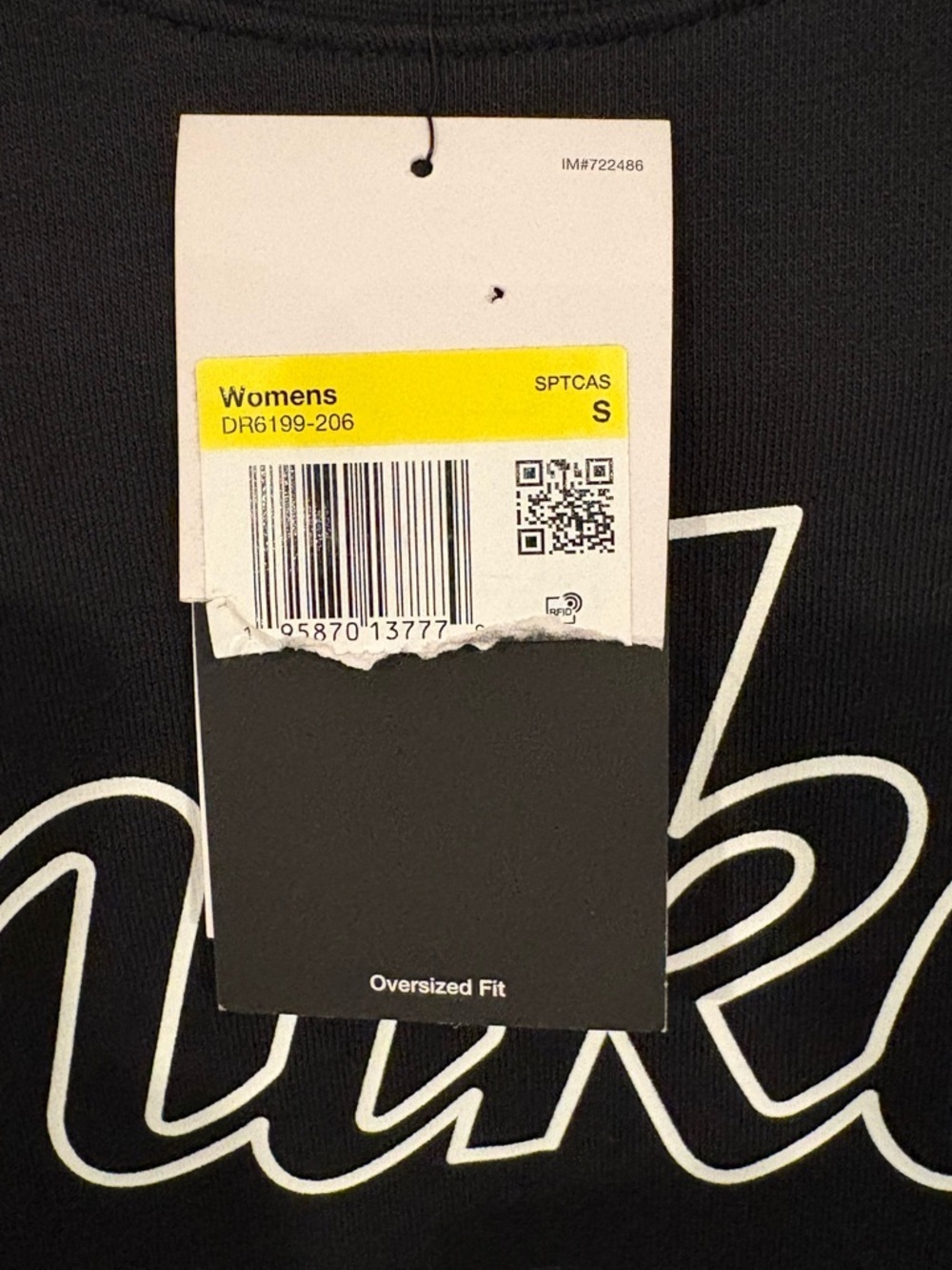 Nike Women’s Black Pullover Sweatshirt “Oversized Fit” - Picture 2 of 10